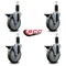 Service Caster 5'' Gray Poly Swivel 1-1/4'' Expanding Stem Caster Set with Brake, 4PK SCC-EX20S514-PPUB-PLB-114-4 - alternate 2